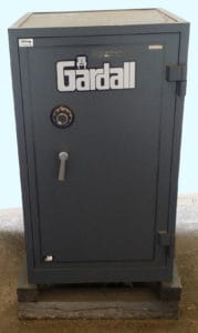 Gardall 3620 Safe Two Hour Fire Rating Black with Dial Lock. Door Closed. Dims: Exterior: H43.50" x W25.75" x D26.75" Interior: H36.25" x W20.50" x D19.50" KT3