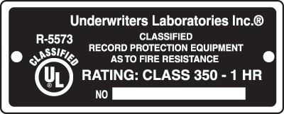 UL_R-5573_ 1HR _FIRE label for Fire Safes