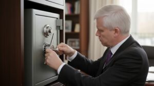 Man trying to open his safe